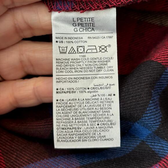 Old Navy Size L Petite LP PL The Boyfriend Shirt Plaid Flannel Button Up - Picture 4 of 4